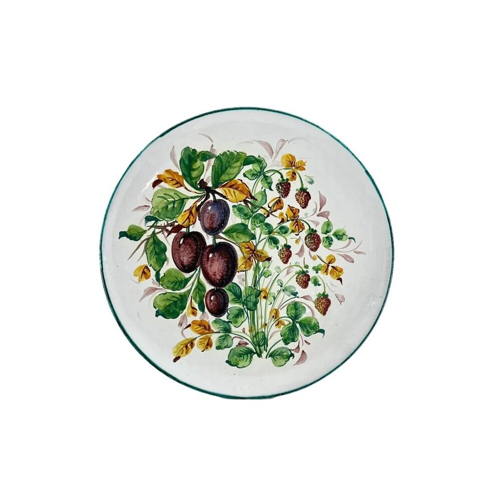13.5" Round Platter Serving Plate Art Handpainted Italy Numbered 239 Plums